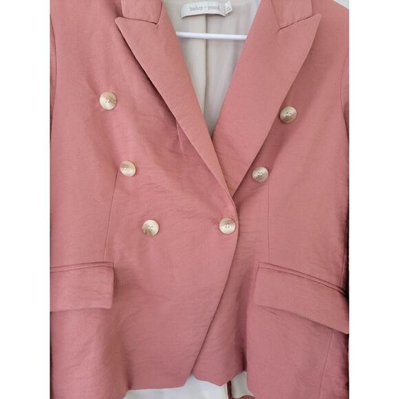 Bishop + Young Thea Camille Double Breasted Blazer Salmon Coral Moonstone Med - Picture 3 of 7